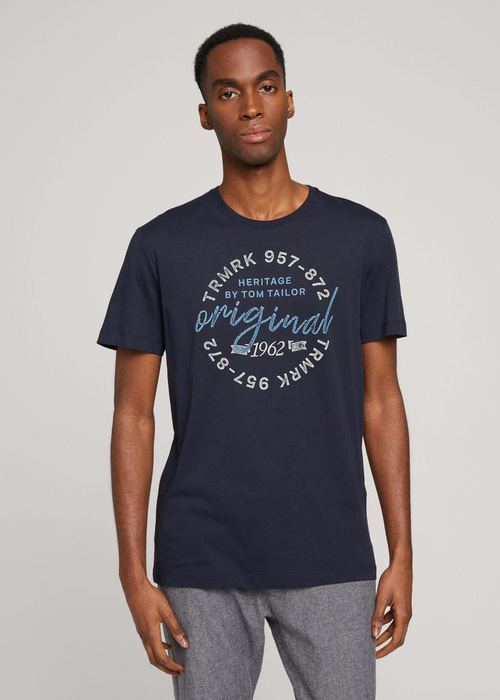Tom Tailor® T-shirt with text print - Sky Captain Blue Größe M