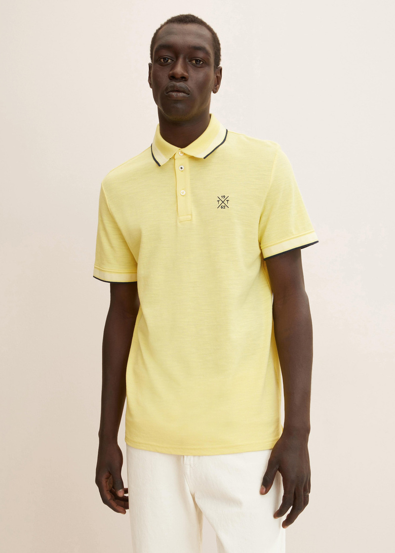 Meska Koszulka Polo Tom Tailor Piqu Polo Shirt Yellow Curd Streaky Two Tone - 1031601-29832