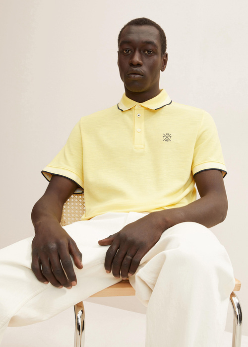 Tom Tailor Piqu Polo Shirt Yellow Curd Streaky Two Tone - 1031601-29832