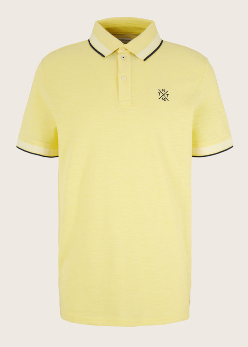 Tom Tailor Piqu Polo Shirt Yellow Curd Streaky Two Tone - 1031601-29832