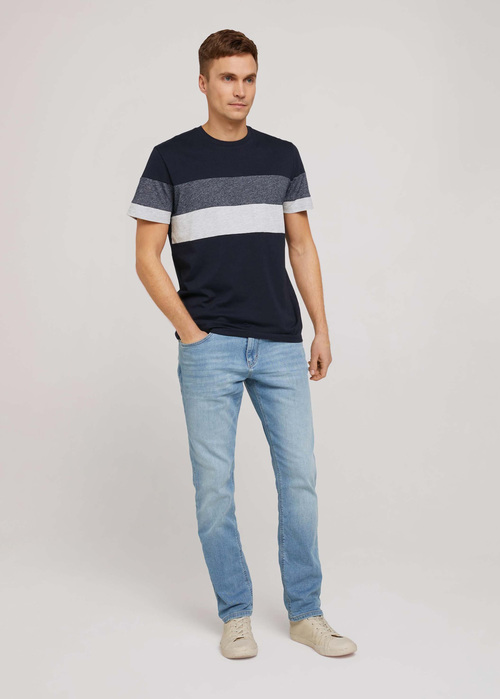 Multi Coloured T Shirt With A Striped Pattern Sky Captain Blue - 1030602-10668