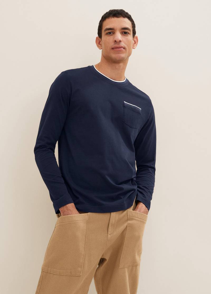 Tom Tailor® Long Sleeve One Pocket Sweatshirt - Sky Captain Größe XXL
