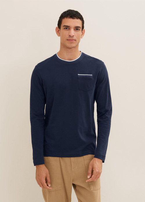 Tom Tailor Long Sleeve One Pocket Sweatshirt Sky Captain - 1034400-10668