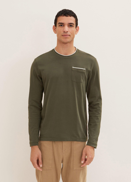 Tom Tailor Long Sleeve One Pocket Sweatshirt Deep Forest Green - 1034400-10920