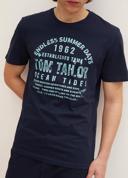 T Shirt With A Letter Print Sky Captain Blue - 1031567-10668