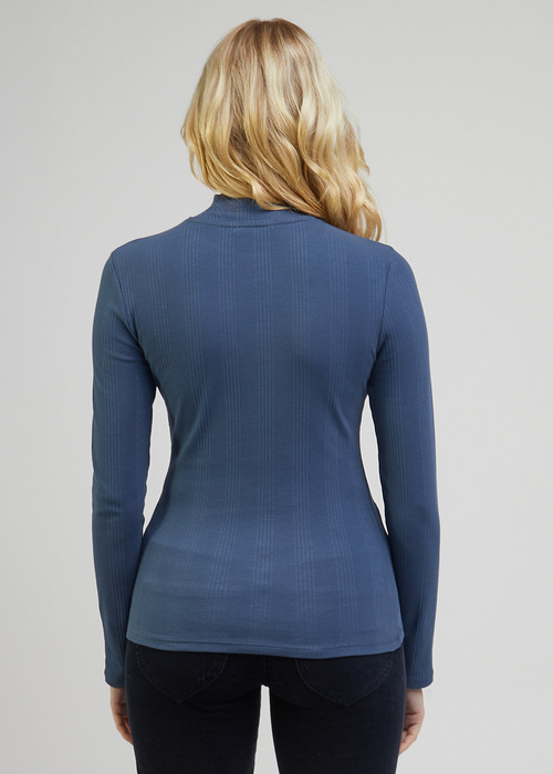 Damski Sweter Lee Ribbed Long Sleeve High Neck Deep Waters - L40HIBA62