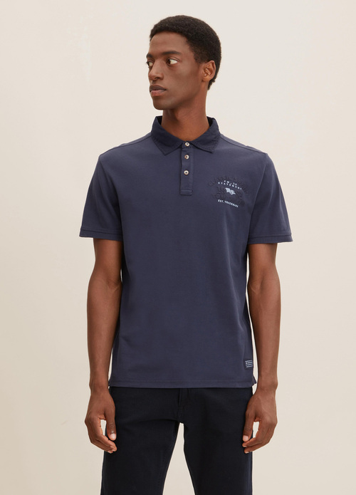 Tom Tailor Polo Shirt With Logo Embroidery Sky Captain Blue - 1032936-10668  Rozmiar L | Poloshirts