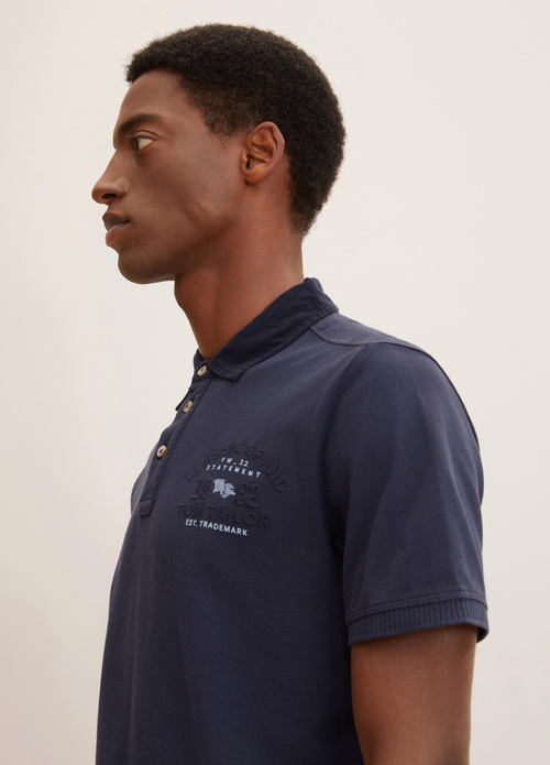 Tom Tailor Polo Shirt With Logo Embroidery Sky Captain Blue - 1032936-10668