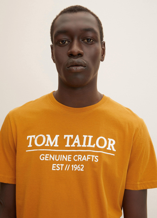 Tom Tailor T Shirt Logo Peanut Butter Brown - 1021229-10821 Size L