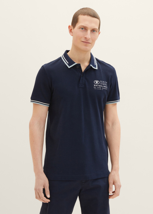 Tom Tailor Polo shirt with logo embroidery - Sky Captain Blue 1035571-10668 