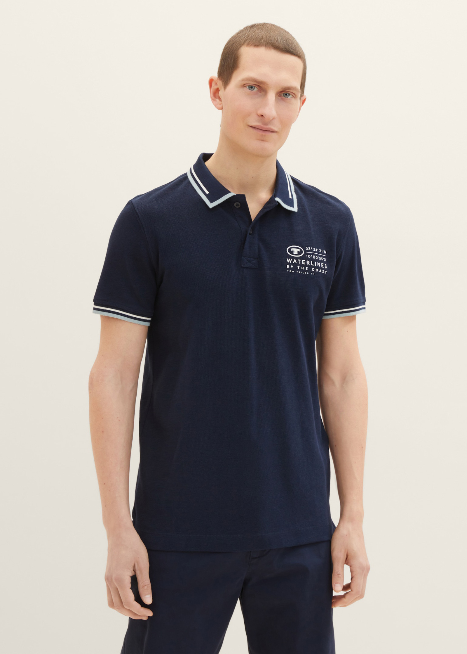 Tom Tailor® Polo shirt with logo embroidery - Sky Captain Blue Größe L