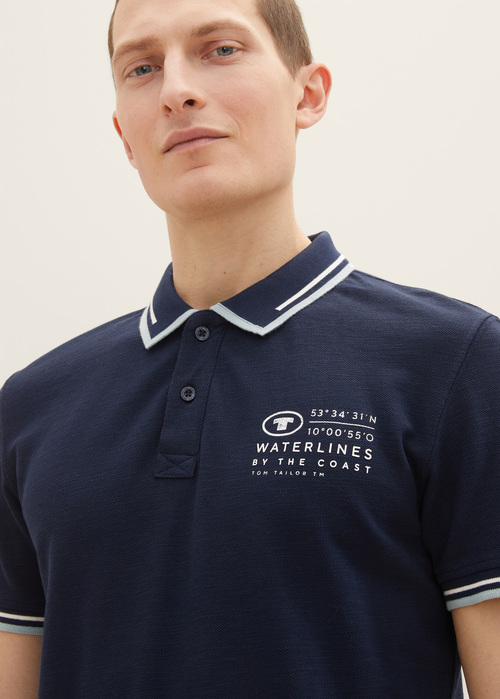 Mska Koszulka Polo Tom Tailor Polo Shirt With Logo Embroidery Sky Captain Blue - 1035571-10668