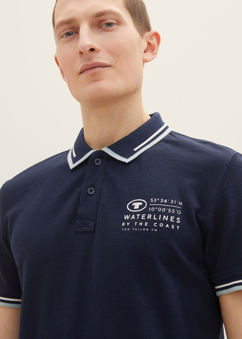 Tom Tailor Polo Shirt With Logo Embroidery Sky Captain Blue - 1035571-10668