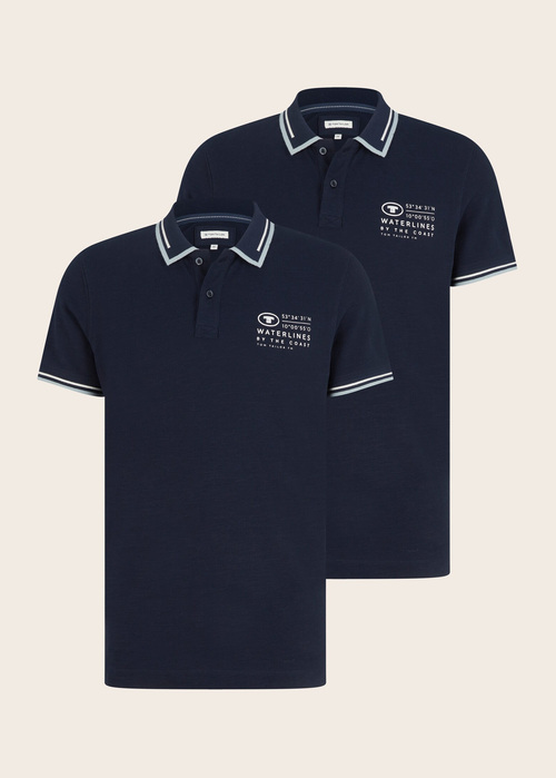 Meska Koszulka Polo Tom Tailor Polo Shirt With Logo Embroidery Sky Captain Blue - 1035571-10668