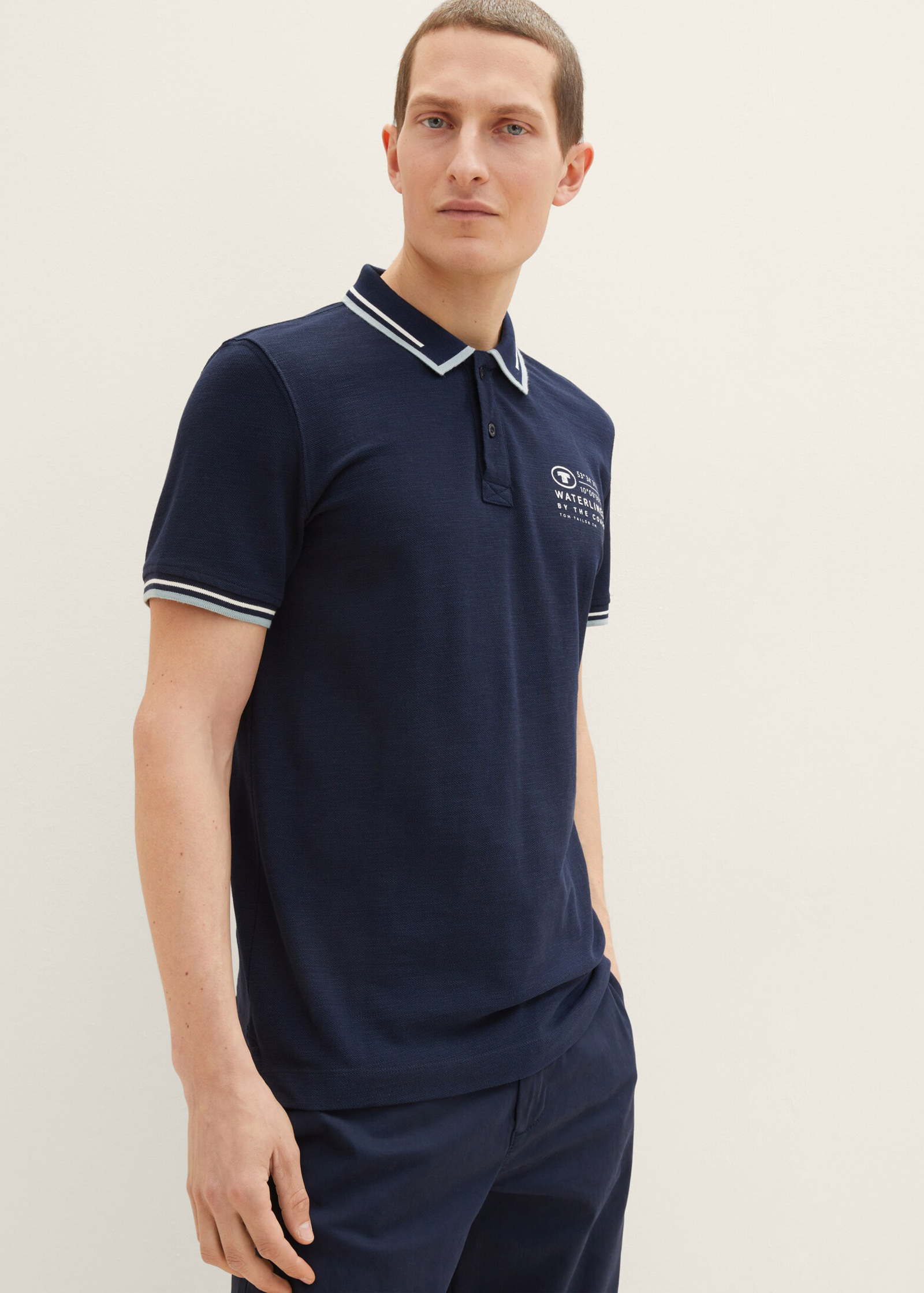 Tom Tailor® Polo shirt with logo embroidery - Sky Captain Blue Rozmiar L