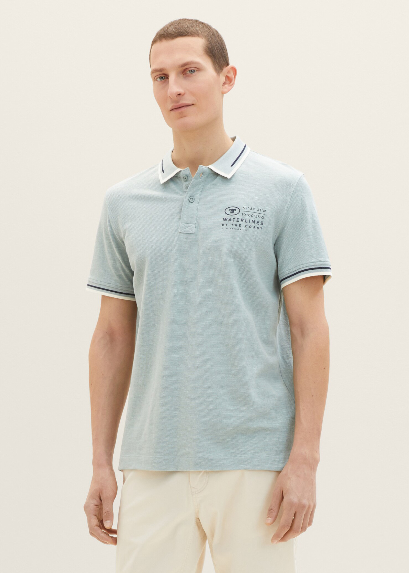 Mska Koszulka Polo Tom Tailor Polo Shirt With Logo Embroidery Ocean - 1035571-28129