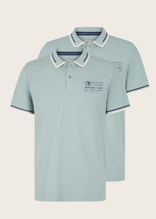 Tom Tailor Polo Shirt With Logo Embroidery Ocean - 1035571-28129
