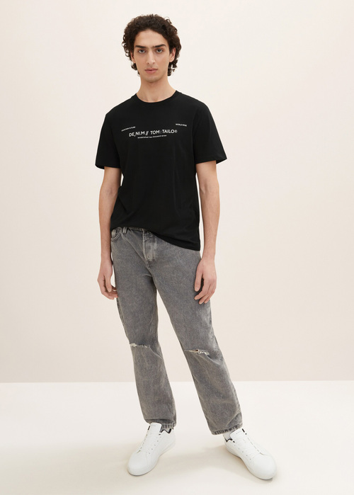 Meski T Shirt Denim Tom Tailor Tshirt Black - 1035581-29999