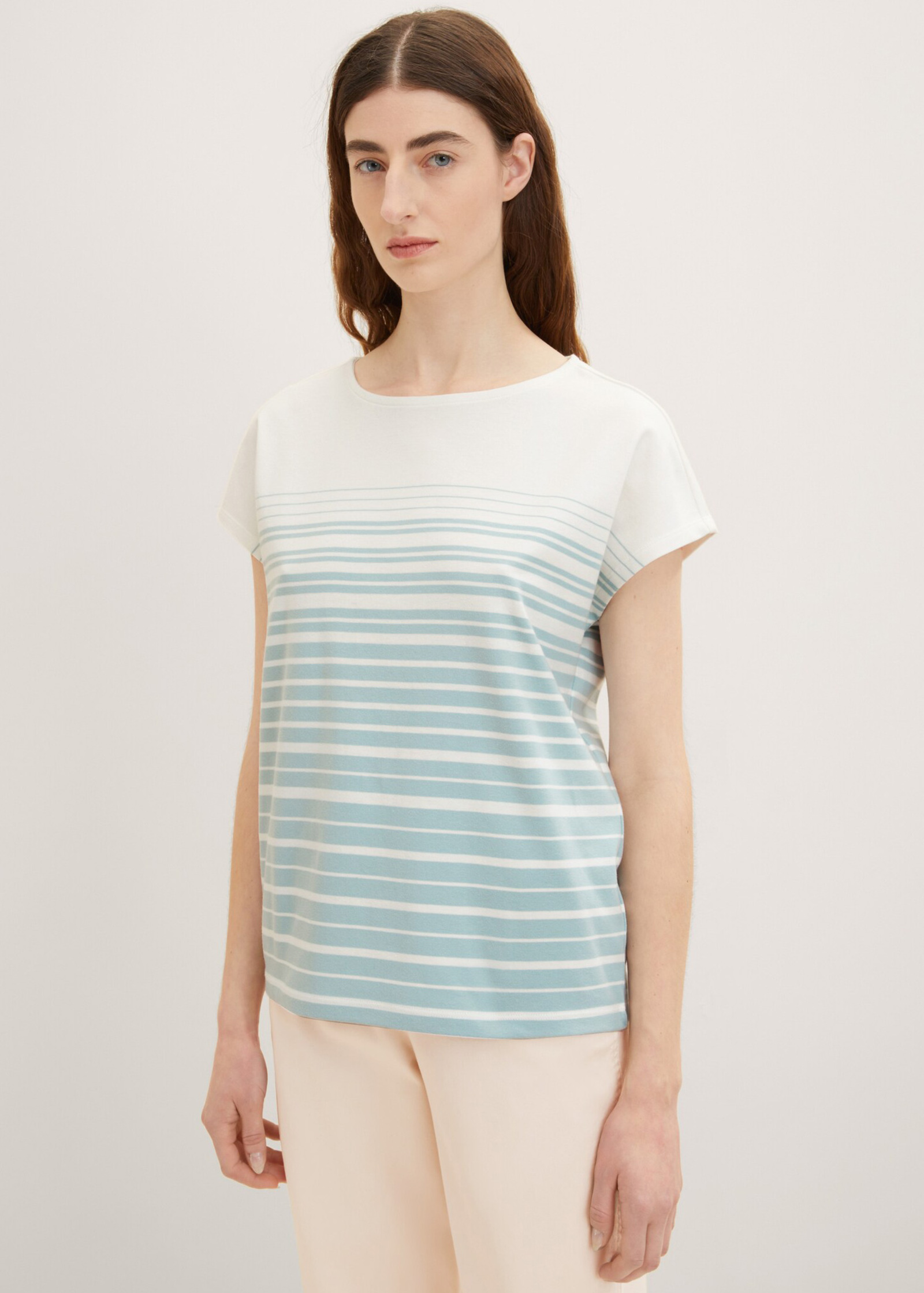 Damski T Shirt Tom Tailor Tshirt Blue Gradient Stripe - 1035480-31328