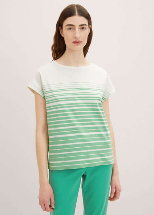 Tom Tailor Tshirt - Green Gradient Stripe 1035480-31329