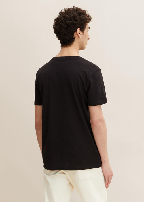 Meski T Shirt Denim Tom Tailor T Shirt With A Logo Print Black - 1032335-29999