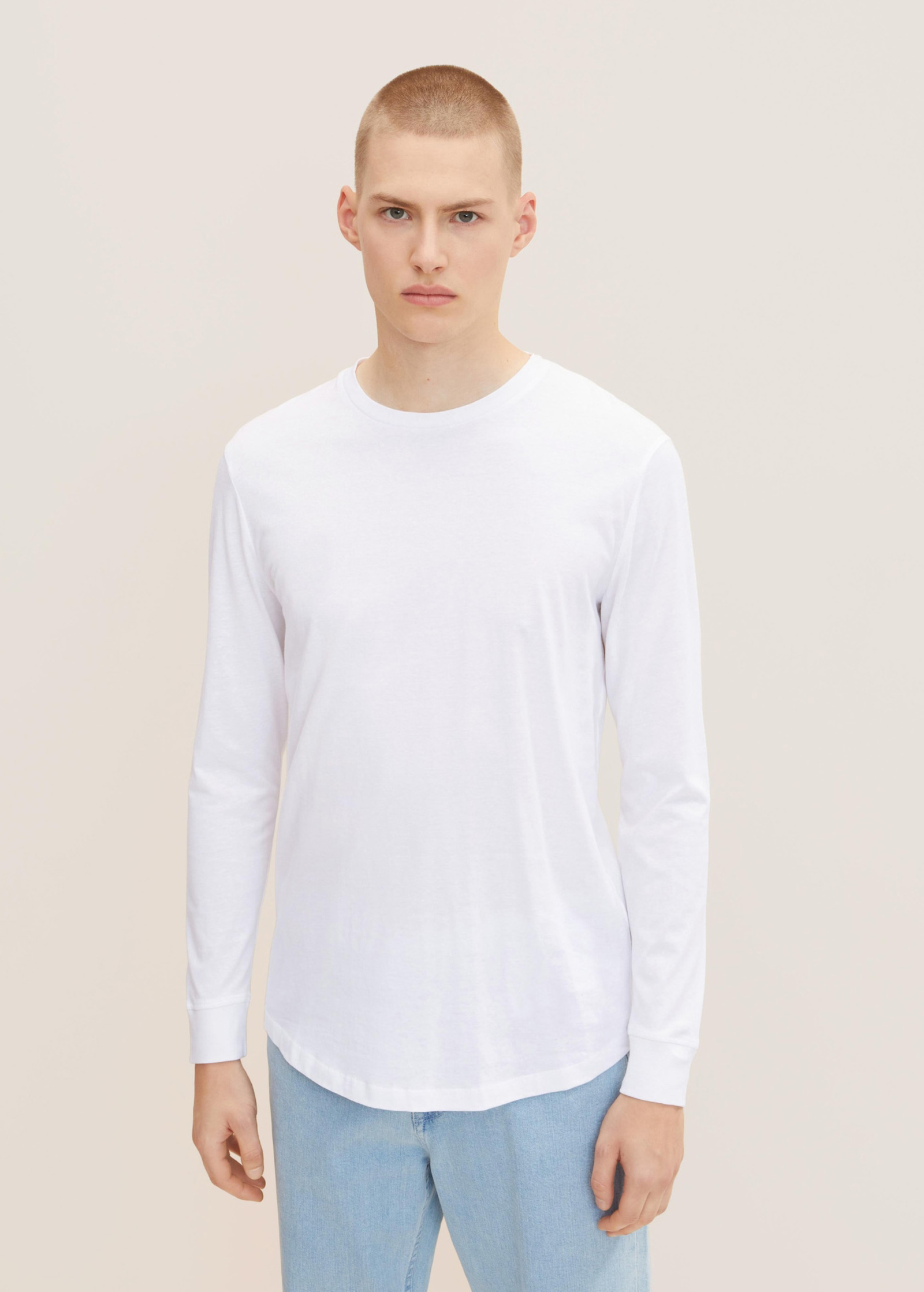 Denim Tom Tailor® Basic Long-sleeved Shirt - White Size L