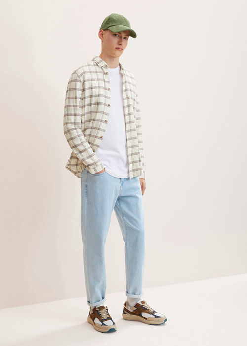 Mska Koszulka Z Dugim Rkawem Denim Tom Tailor Basic Long Sleeved Shirt White - 1033022-20000