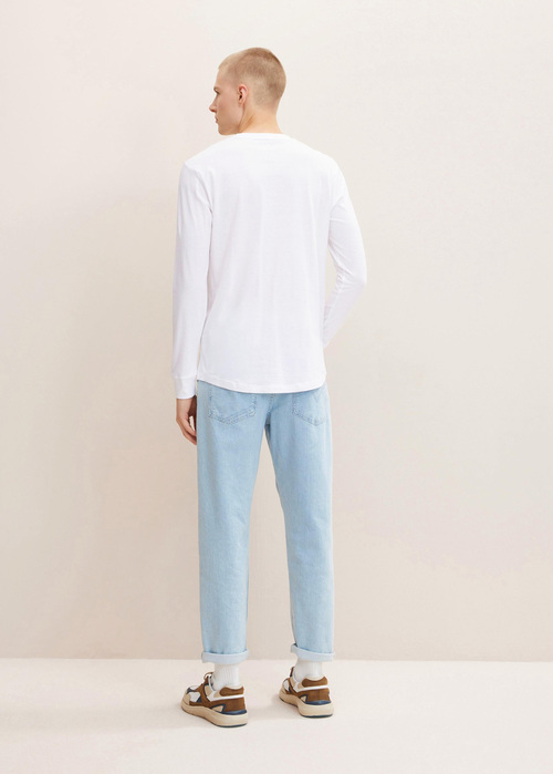 Mska Koszulka Z Dugim Rkawem Denim Tom Tailor Basic Long Sleeved Shirt White - 1033022-20000