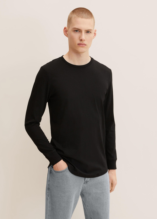 Denim Tom Tailor Basic Long Sleeved Shirt Black - 1033022-29999