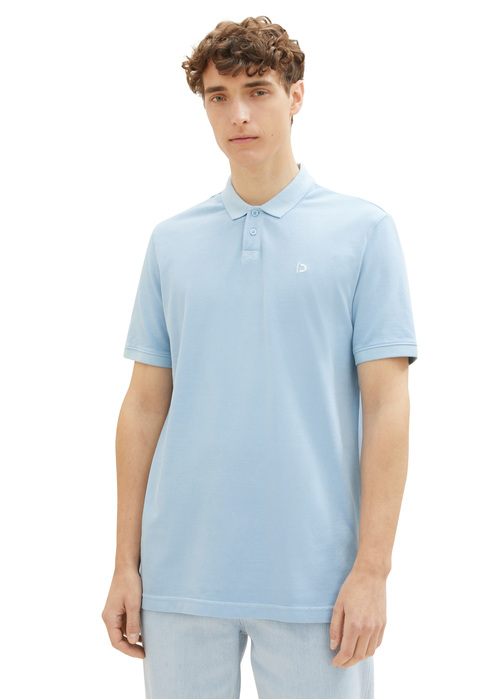 Denim Tom Tailor Polo Tee Washed Out Middle Blue - 1037200-32245