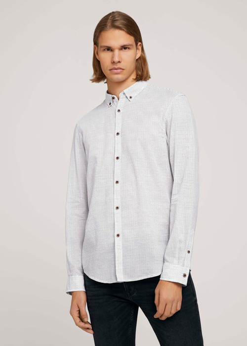 Tom Tailor Summery Light Cotton Shirt - White Striped Aop 1003625-12627 