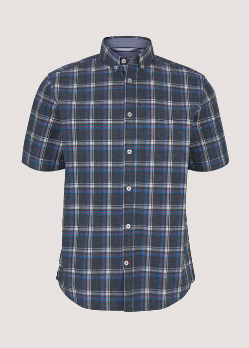 Meska Koszula Materialowe Tom Tailor Regular Space Dye Check Navy Space Yarn Check - 1026212-26399