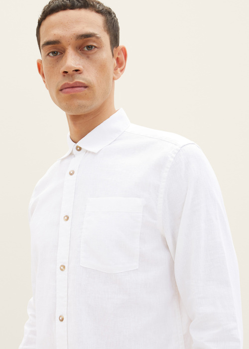 Tom Tailor Linien Shirt White - 1034904-20000