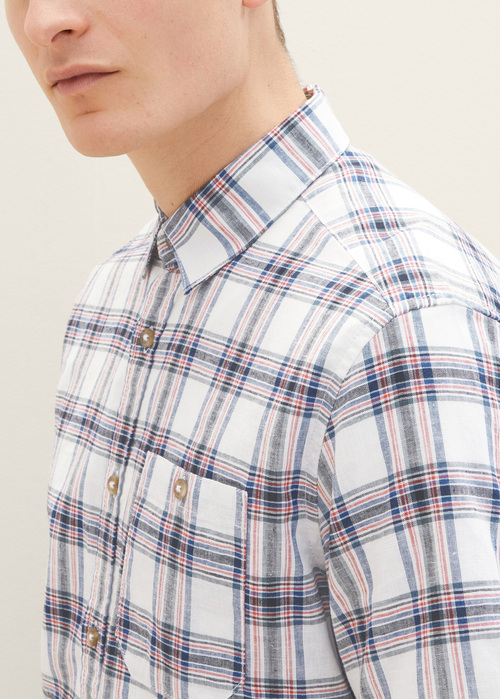 Tom Tailor Shirt Off White Multicolor Check - 1034902-31238