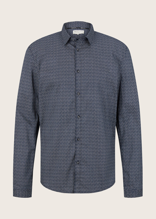 Denim Tom Tailor Slim Fit Shirt With A Print Pattern Navy Scratched Check Print - 1032370-30273