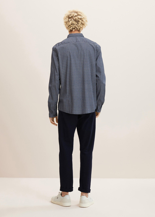 Mska Koszula Materiaowe Denim Tom Tailor Slim Fit Shirt With A Print Pattern Navy Scratched Check Print - 1032370-30273