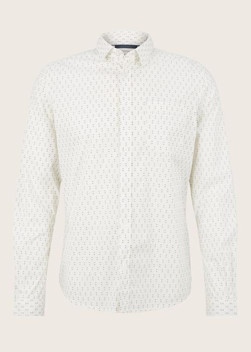 Meska Koszula Materialowe Tom Tailor Shirt With An All Over Print Off White Geometric Design - 1032341-30153