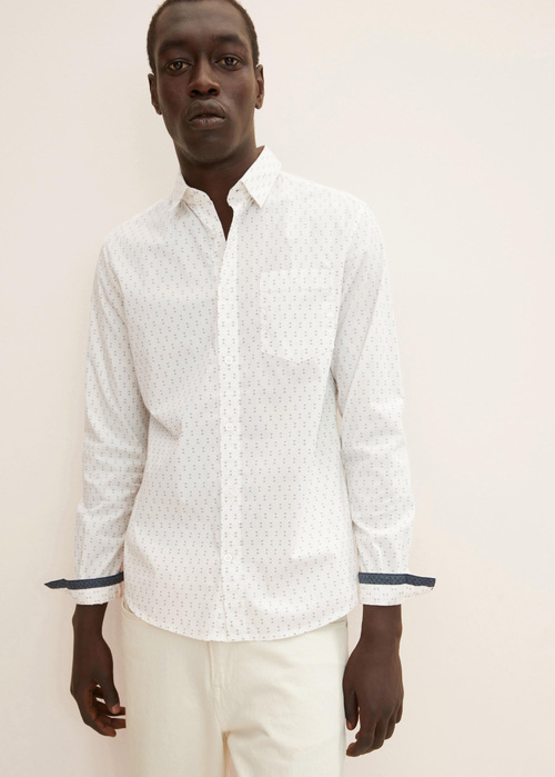 Tom Tailor Shirt With An All Over Print Off White Geometric Design - 1032341-30153