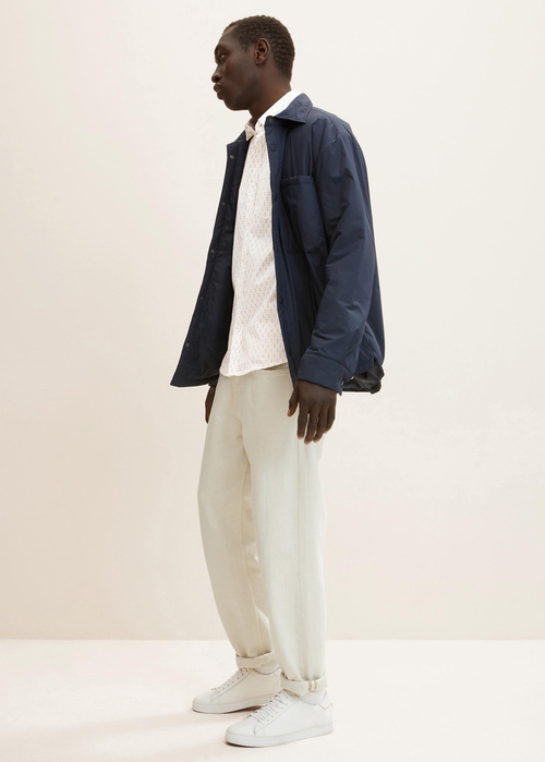 Meska Koszula Materialowe Tom Tailor Shirt With An All Over Print Off White Geometric Design - 1032341-30153