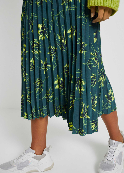 Tom Tailor Skirt Pliss Aop Deep Green Leaves Design - 1024418-24722