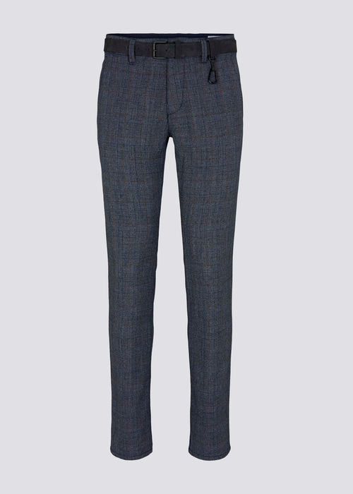 Meskie Spodnie Materialowe Tom Tailor Textured Chinos Navy Grindle Check - 1020451-25904