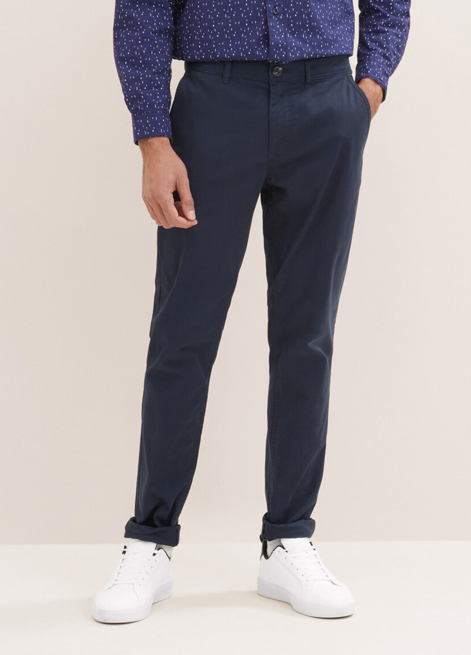 Meskie Spodnie Materialowe Tom Tailor Washed Slim Chinos Sky Captain - 1035046-10668