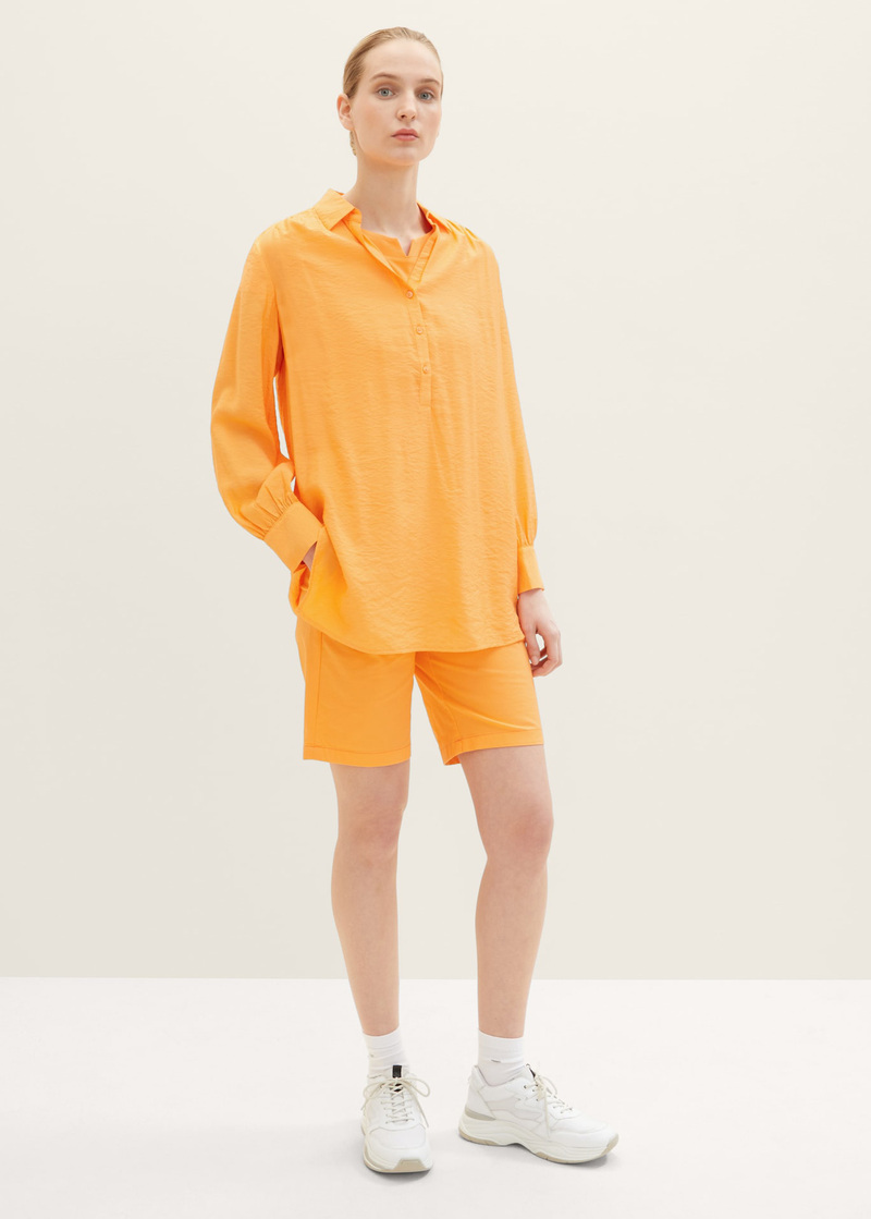 Damskie Szorty Materialowe Tom Tailor Bermida Bright Mango Orange - 1035499-29751