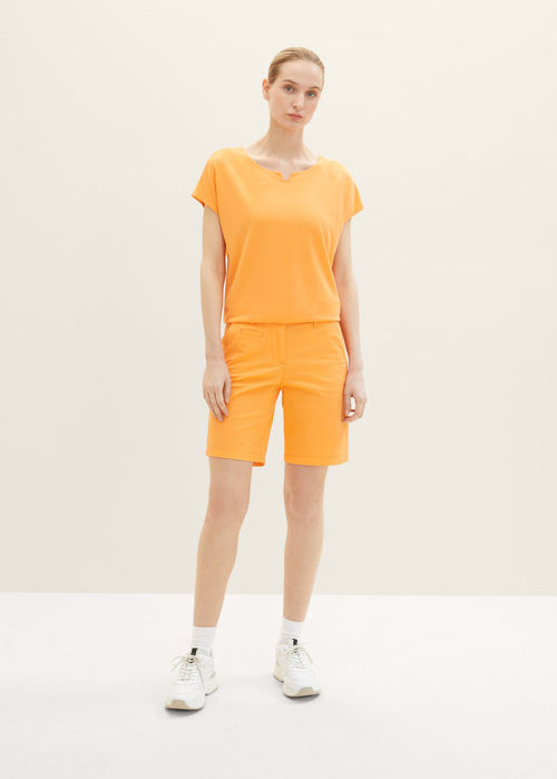 Damskie Szorty Materialowe Tom Tailor Bermida Bright Mango Orange - 1035499-29751