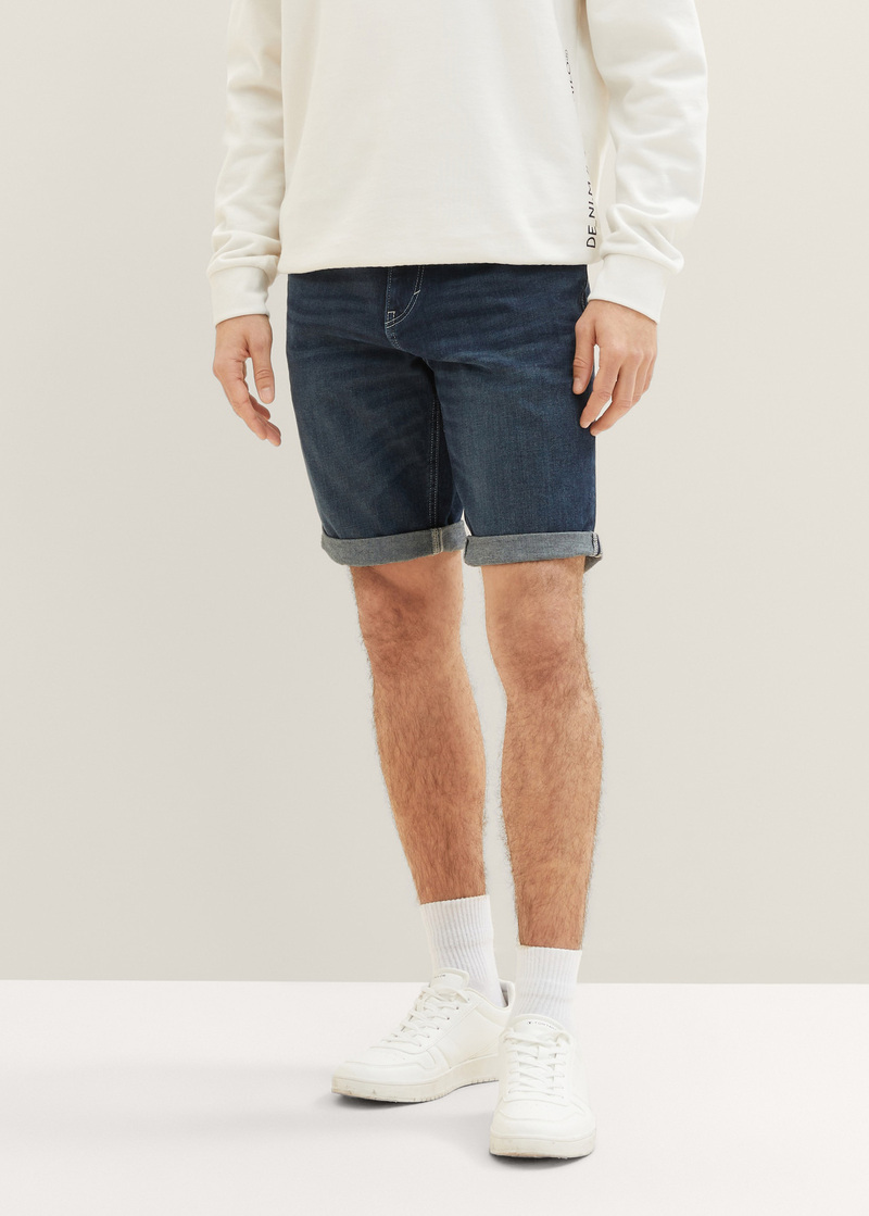 Tom Tailor® Denim Shorts - Used Dark Stone Blue Denim Size 30 | Bermudas