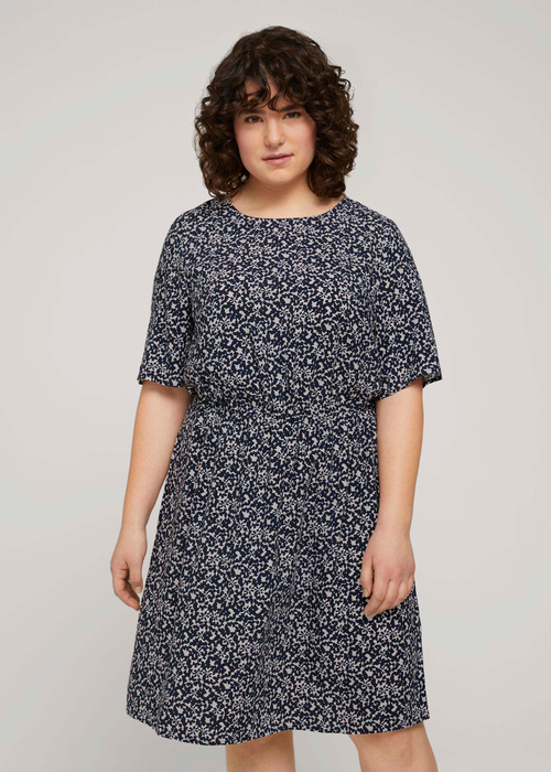 Tom Tailor Dress Feminine Basic - Navy Flowers And Dots 1024886-27191 