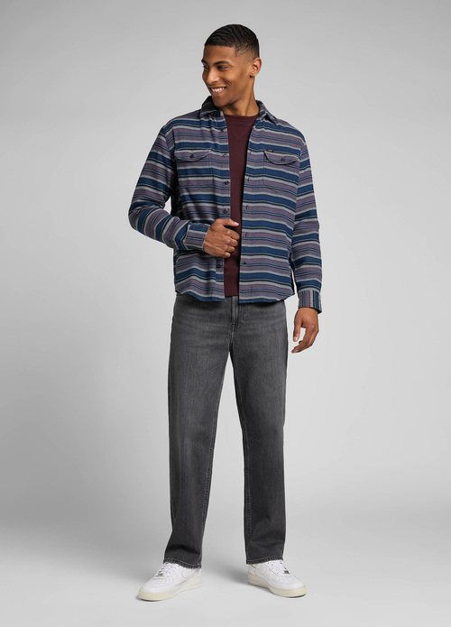 Meska Koszula Materialowe Lee Worker Shirt Indigo Stripe - L68HDZDK