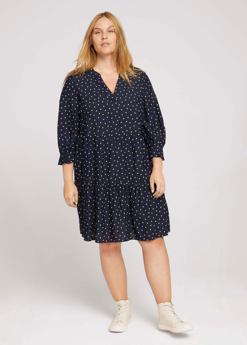 Tom Tailor Dress Fluent Feminine Shape - Navy Brown Dot 1026811-27585 