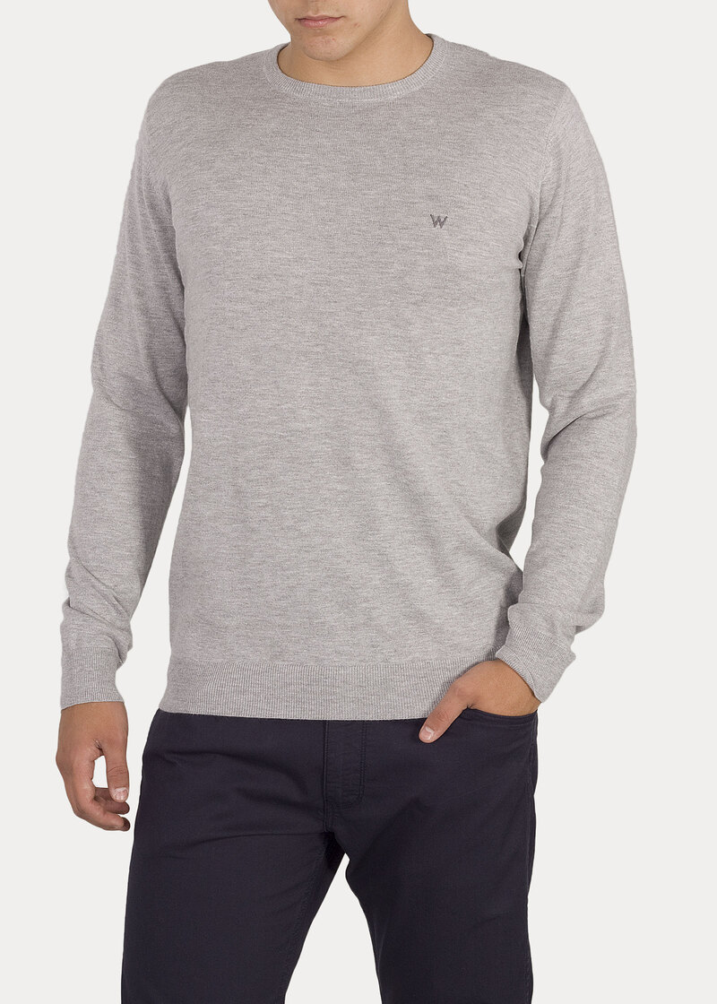 Meski Sweter Wrangler Crewneck Knit Grey Mele - W8A02PX37