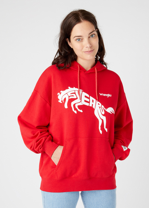 Wrangler 75th Anni Hoodie Chinese Red - W645HTXCJ